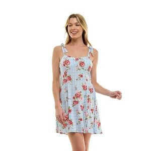 Charming Floral Chemise in Blue and Pink